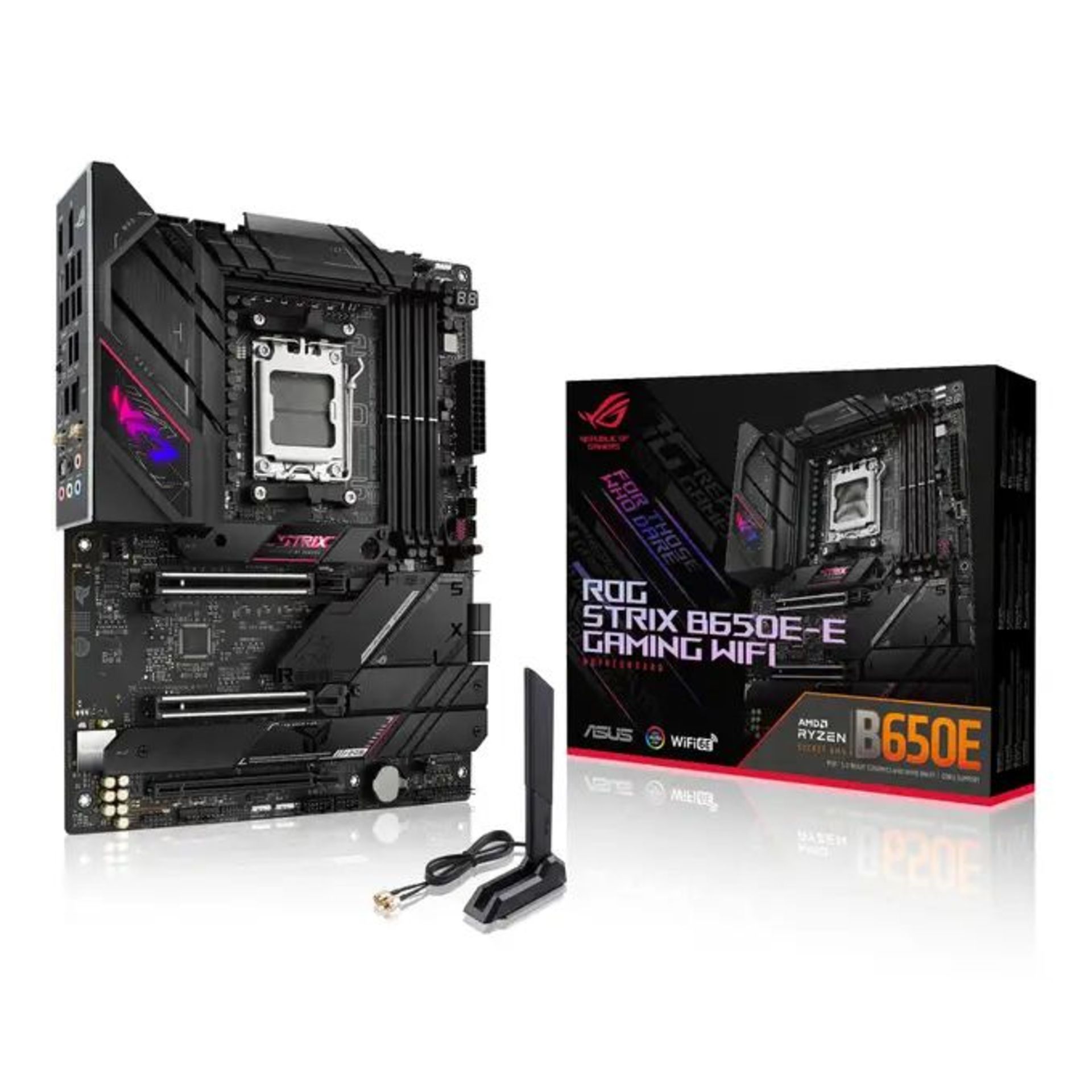 ASUS ROG STRIX B650E-E GAMING WIFI AMD Ryzen DDR5 ATX Motherboard - Socket AM5. - P1. RRP £369.99.