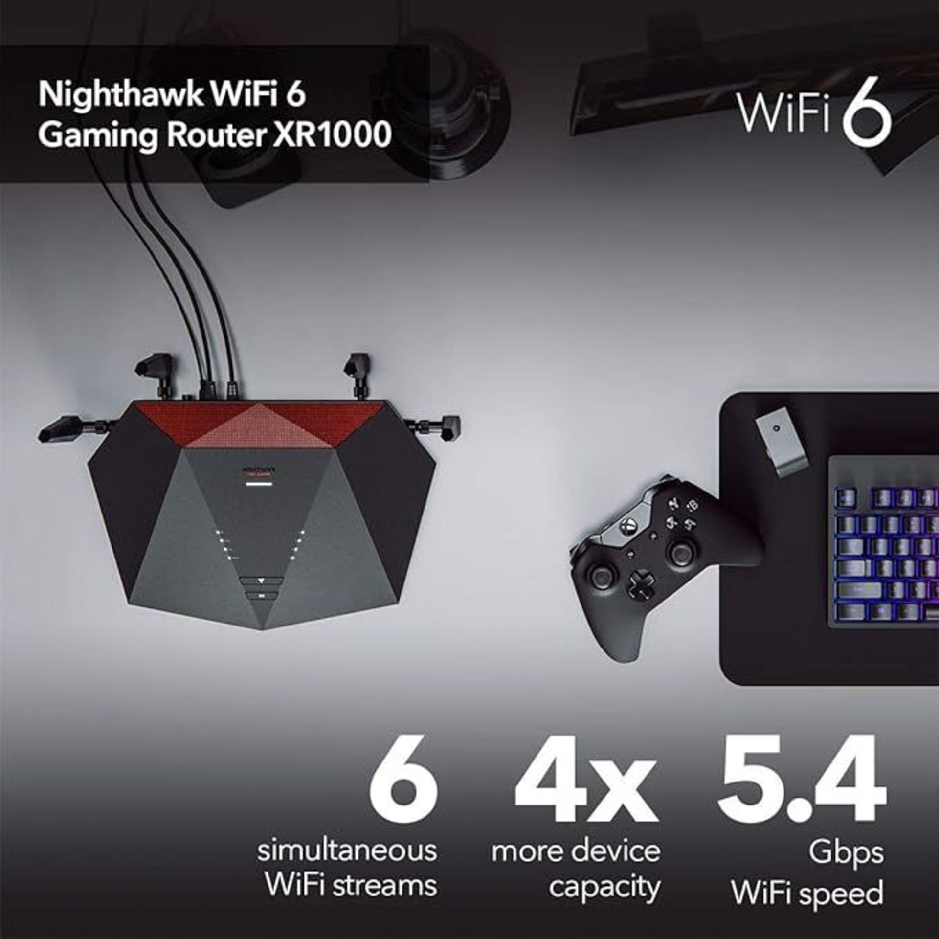 NETGEAR Nighthawk Pro Gaming 6-Stream WiFi 6 Router (XR1000) - AX5400 Wireless Speed (up to 5.4Gbps) - Image 2 of 2