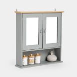 Shrewsbury Grey Mirrored Bathroom Cabinet. - Er36