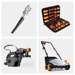 Lawnmowers, Drills, Saws, Trimmers, Dining Tables, Computer Desks, Sanders, Tool Sets, Leaf Blowers, Cupboards, Gazebos and more