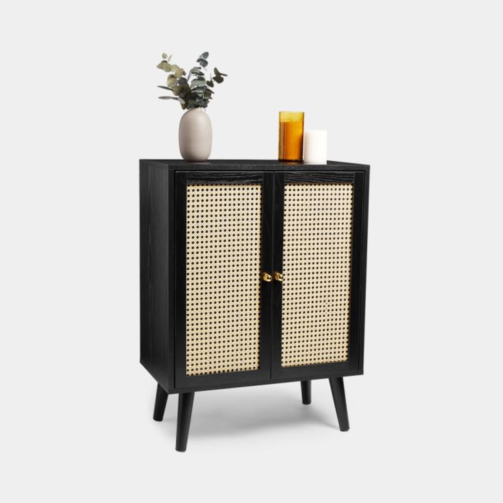 Whitworth Cane Sideboard. - ER35. Combining bohemian cane and sleek black wood, this beautiful