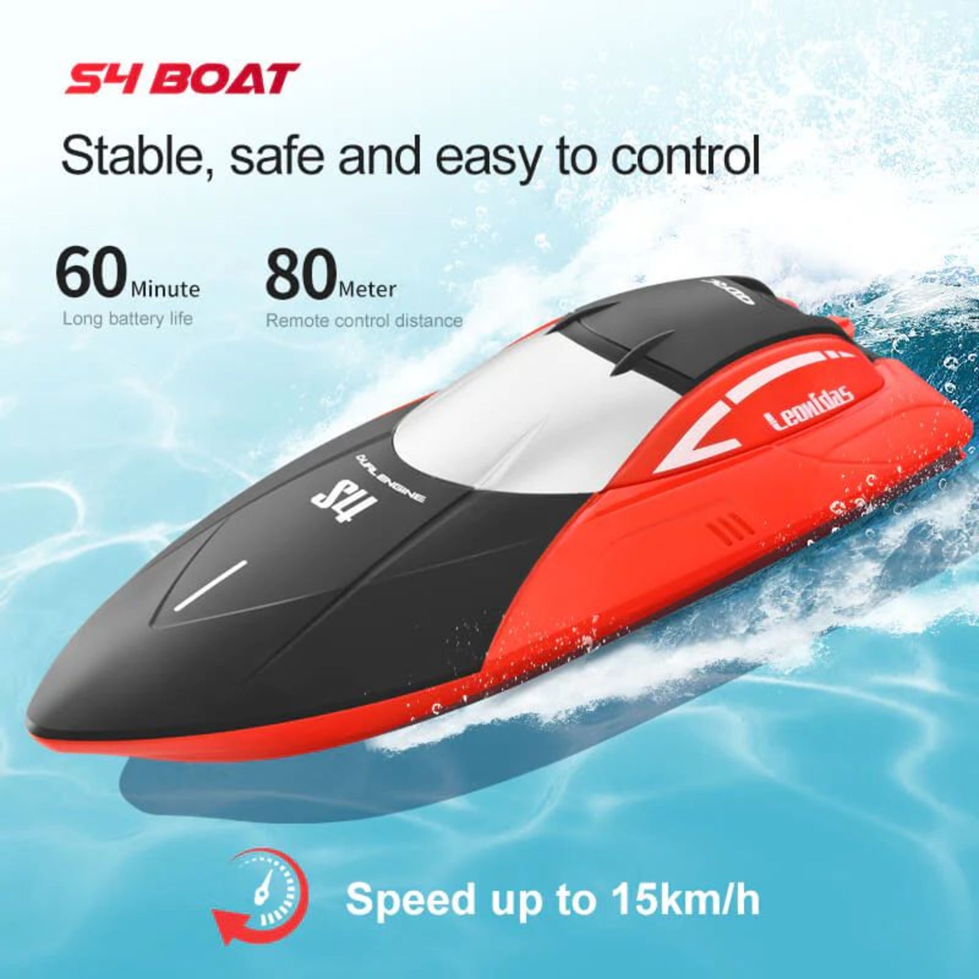 4DRC S4 RC Boat Remote Control Boat for Kids Adults, 20+ MPH 2.4GHz Racing Boats for Pools and
