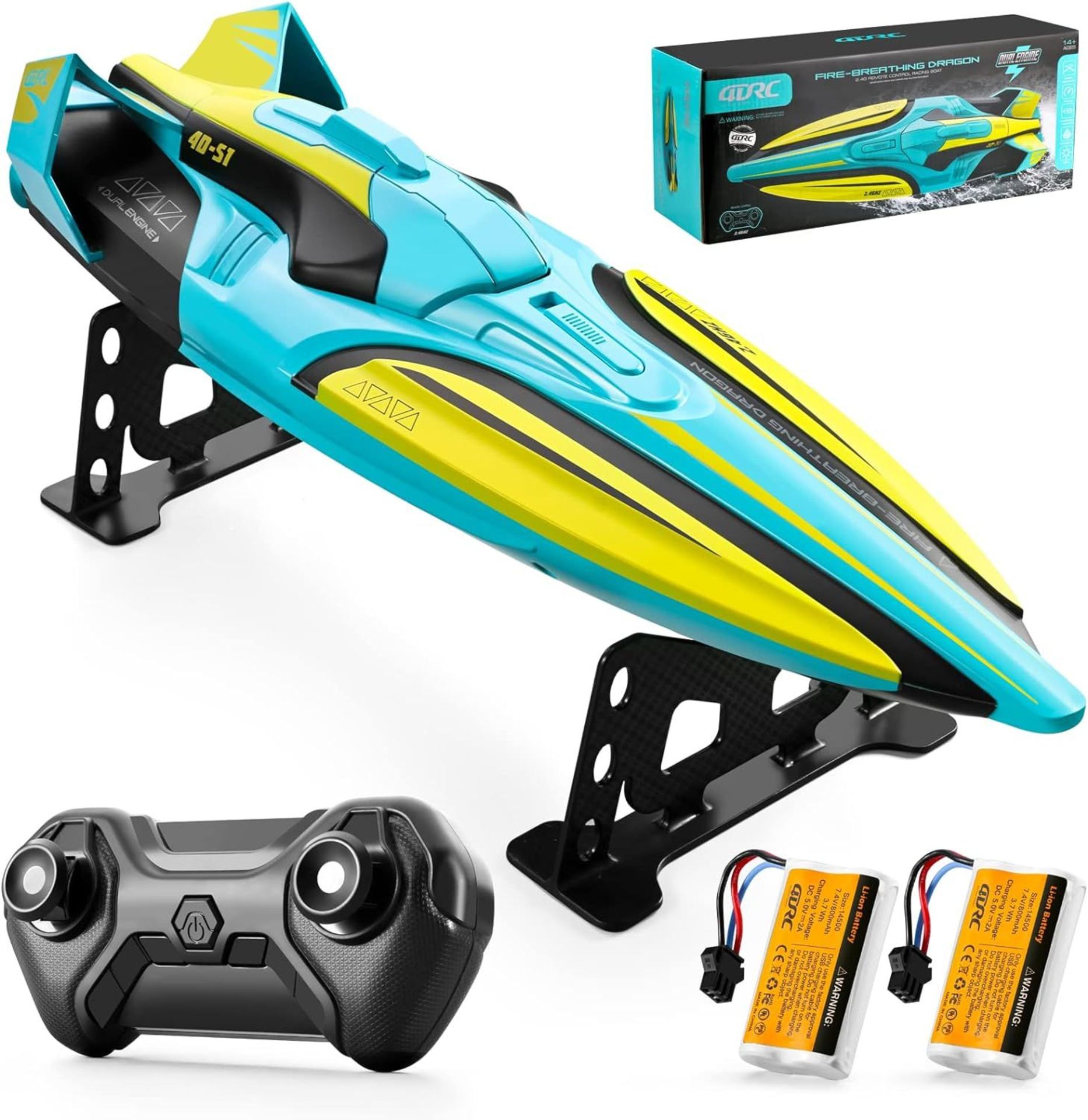 S1 RC Boat Remote Control Boat for Kids Adults, 20+ MPH 2.4GHz Racing Boats for Pools and Lakes,4