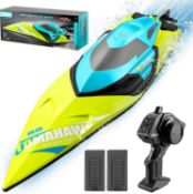 5 x 4DRC S2 High Speed RC Boats with LED Lights , 30+ mph Remote Control Boat for Pools and Lakes,