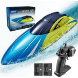 4DRC S4 RC Boat Remote Control Boat for Kids Adults, 20+ MPH 2.4GHz Racing Boats for Pools and
