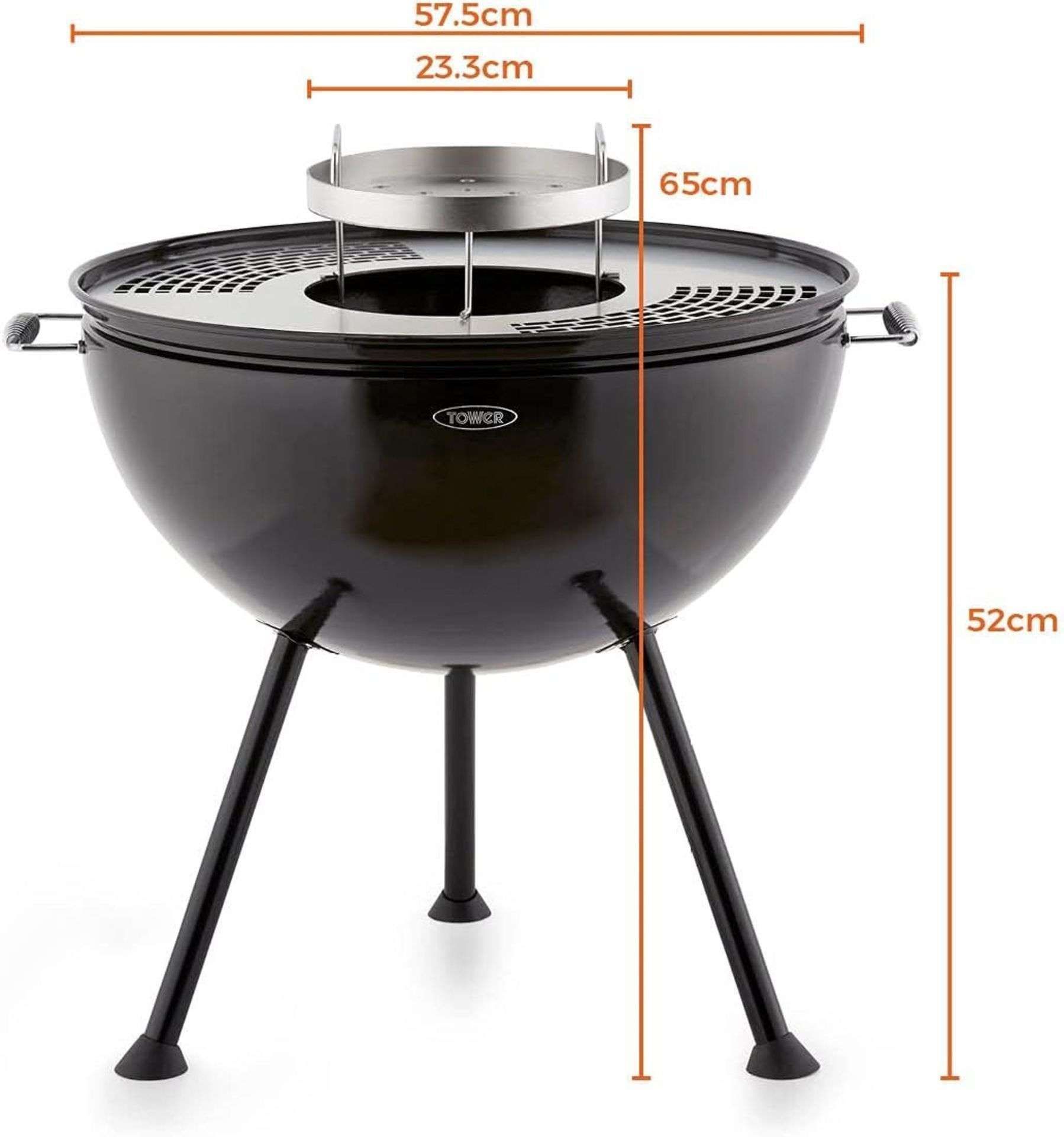 New & Boxed Tower Sphere Fire Pit and BBQ Grill, Black. (VQ577). DUAL USE â€“ This multi- - Image 4 of 4