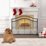 Single Panel Fireplace Screen Free Standing Spark Guard Fence . - ER24. The fireplace screen