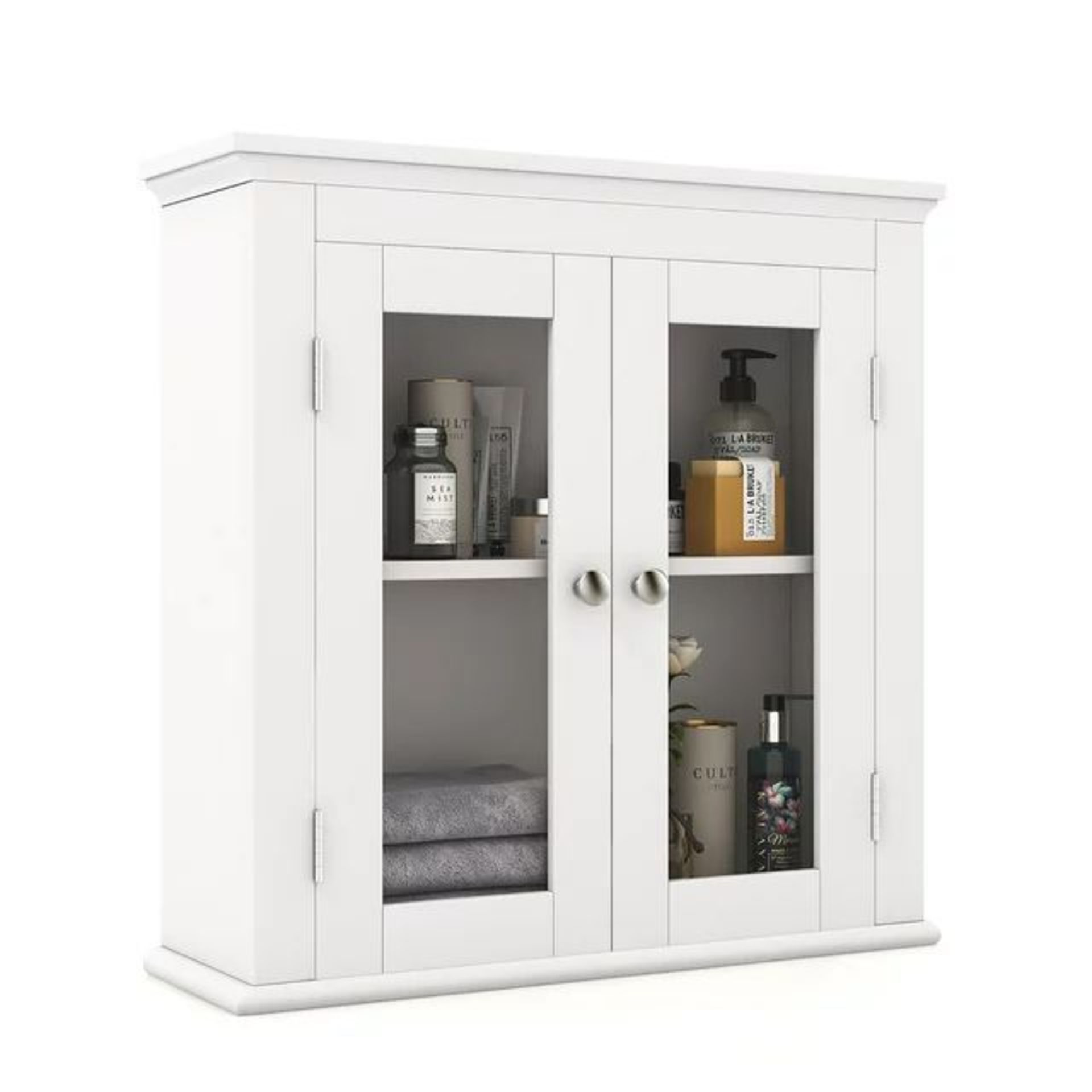 2-Door Bathroom Wall Mount Medicine Cabinet with Tempered Glass & Adjustable Shelf. - ER26.