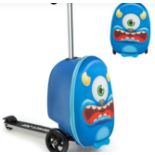 2-IN-1 FOLDING KIDS SCOOTER WITH SUITCASE AND 3 COLOR LIGHTED WHEELS-NAVY. - ER25.