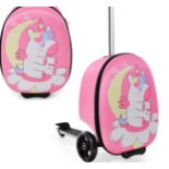 2-IN-1 FOLDING KIDS SCOOTER WITH SUITCASE AND 3 COLOR LIGHTED WHEELS-PINK. - ER25.