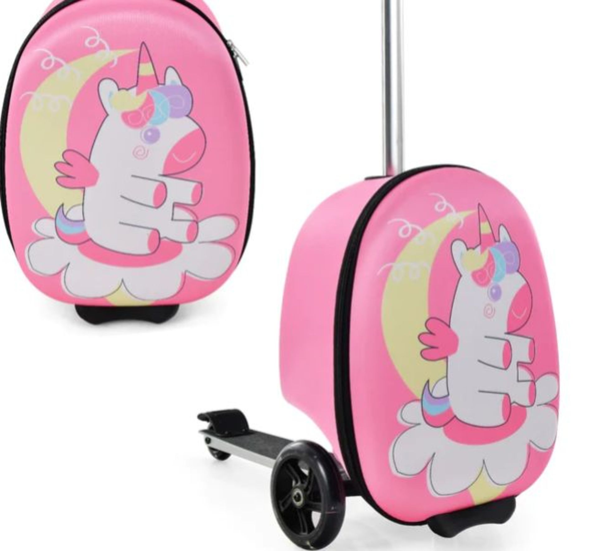 2-IN-1 FOLDING KIDS SCOOTER WITH SUITCASE AND 3 COLOR LIGHTED WHEELS-PINK. - ER25.