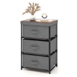 Fabric Storage Organizer Tower Unit with Removable Lid-Grey. -ER26.