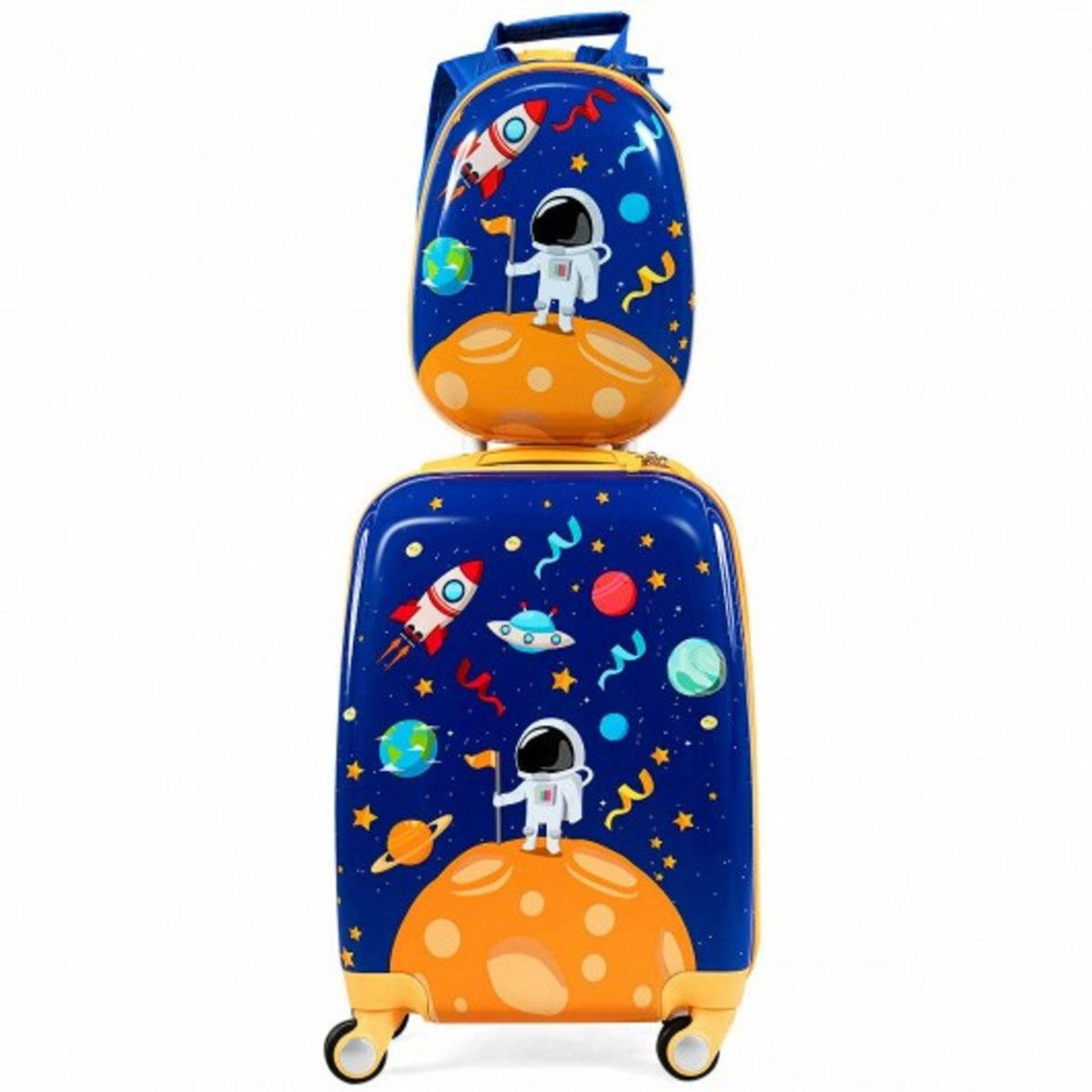 2Pc Kids Luggage Set Rolling Suitcase & Backpack-Navy. - ER24. The luggage set was created with