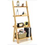 4-Tier Ladder Shelf Bamboo Bookshelf Bookcase Storage Organizer Plant Stand. - ER26.