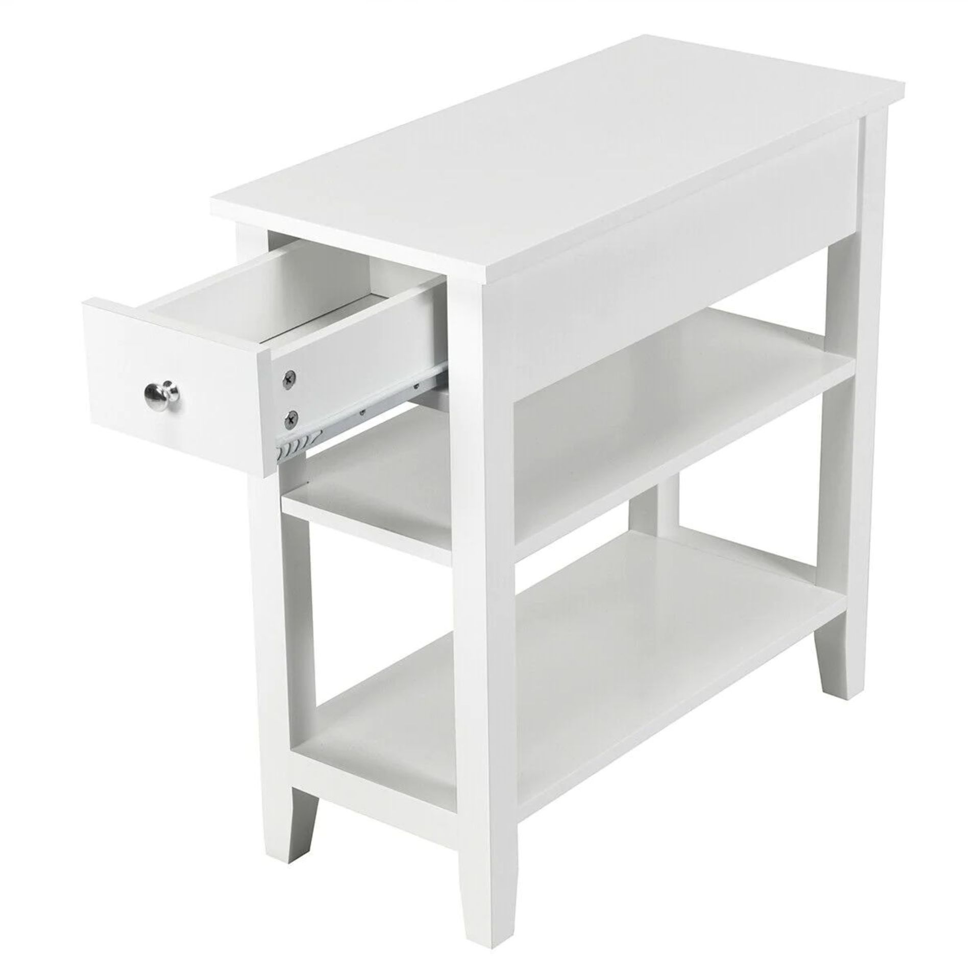 3-Tier End Table with Drawer-White. - ER24. Cater to your stylish rooms, this nightstand comes