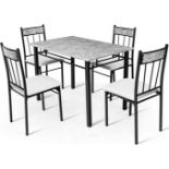 GiantexUK 5PCS Kitchen Dining Set, Morden Dining Table and 4 Cushioned Chairs, Space Saving Dining