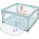 Luxury 120 x 120 cm Baby Playpen with 50 Play Balls, Playpen with Breathable Net and Zip, Crawling