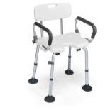 Shower Chair Height Adjustable Bath Stool with Removable Back and Arms No Slip. - ER24