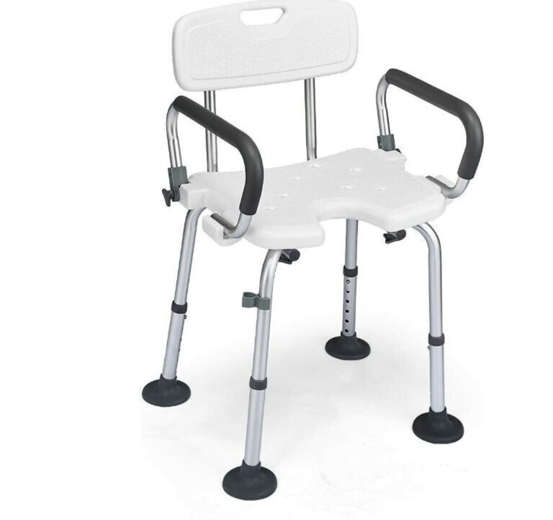 Shower Chair Height Adjustable Bath Stool with Removable Back and Arms No Slip. - ER24