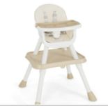 6-IN-1 BABY HIGH CHAIR WITH CONVERTIBLE TABLE AND REMOVABLE TRAY-BEIGE. -ER24
