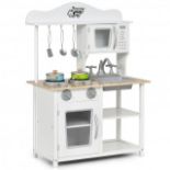 Wooden Pretend Play Kitchen Set for Kids with Accessories and Sink. - ER24. The realistic kitchen