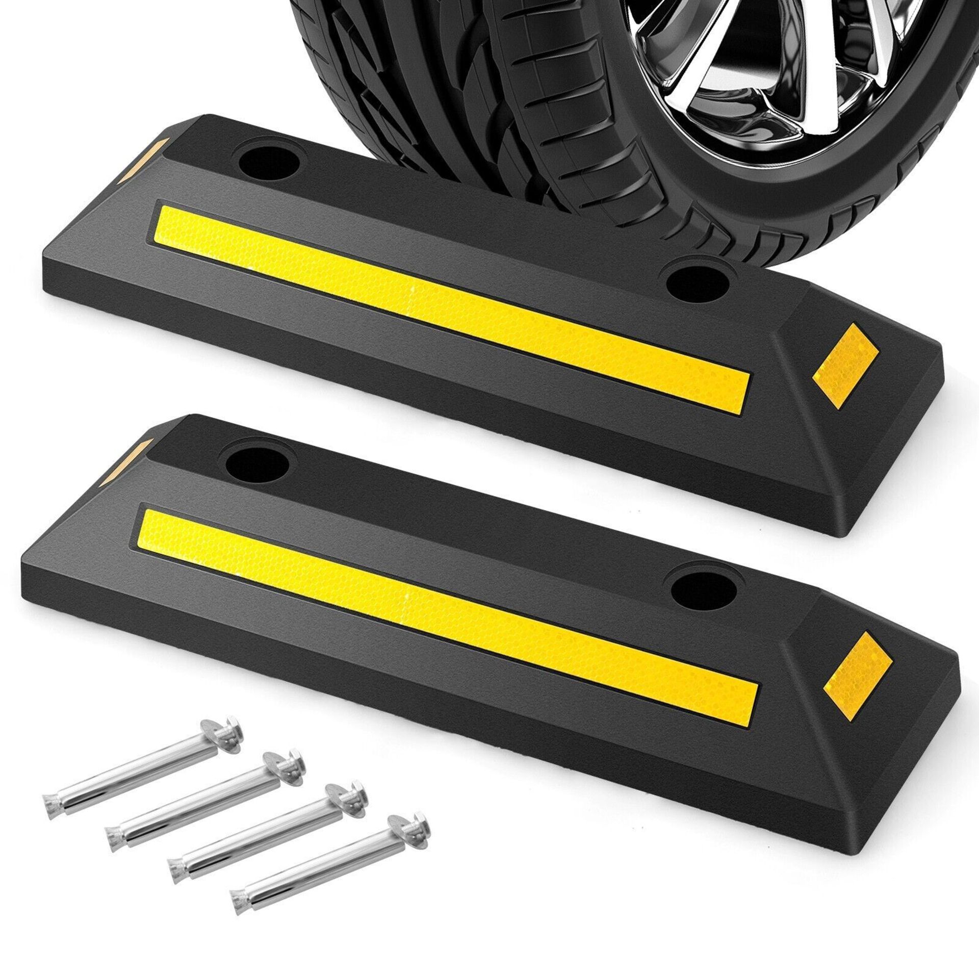 Garage Vehicle Floor Stopper 2 Pack Durable &Heavy Duty Rubber Wheel Stopper 4T. - ER26
