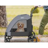 EXTRA LARGE DOG STROLLER FOLDABLE PET STROLLER WITH DUAL ENTRY-GREY. - ER26.