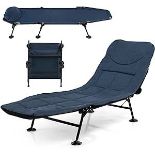 Luxury Folding Camping Bed, Outdoor Sleeping Cot with Detachable Mattress, 6-Position Adjustable