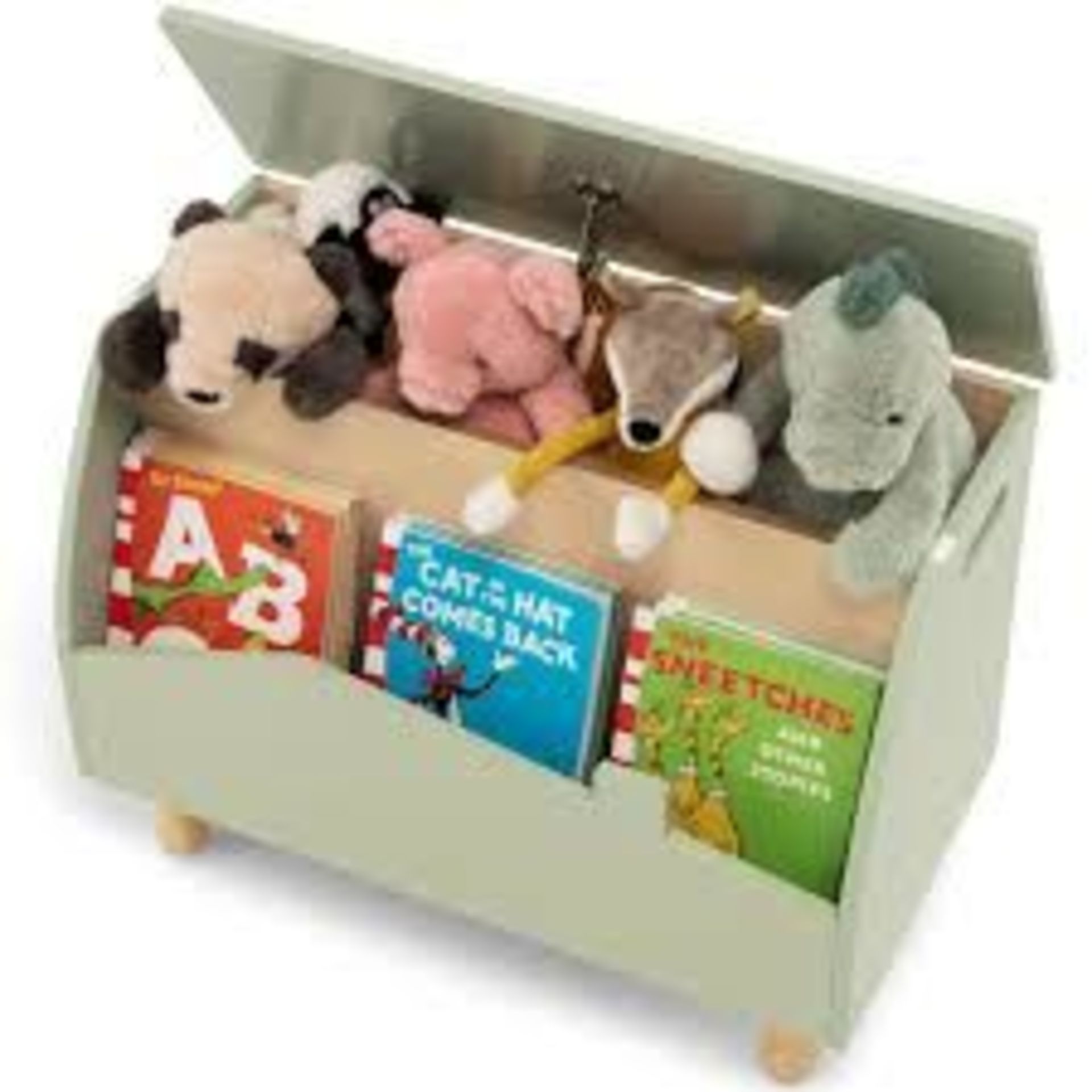 Kids Toy Box with Safety Hinge for Playroom-Green. - ER24. This toy box is made of sturdy MDF. The