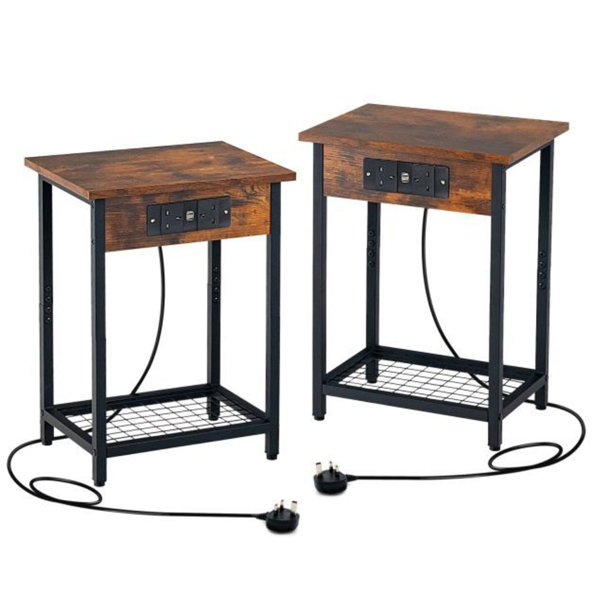 Nightstand Set of 2 with Charging Station and Open Shelf. - ER24. Tired of traditional