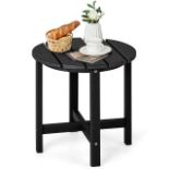 18'' Patio Round Adirondack Side Table Weather Resistant HDPE Garden Black. - ER26