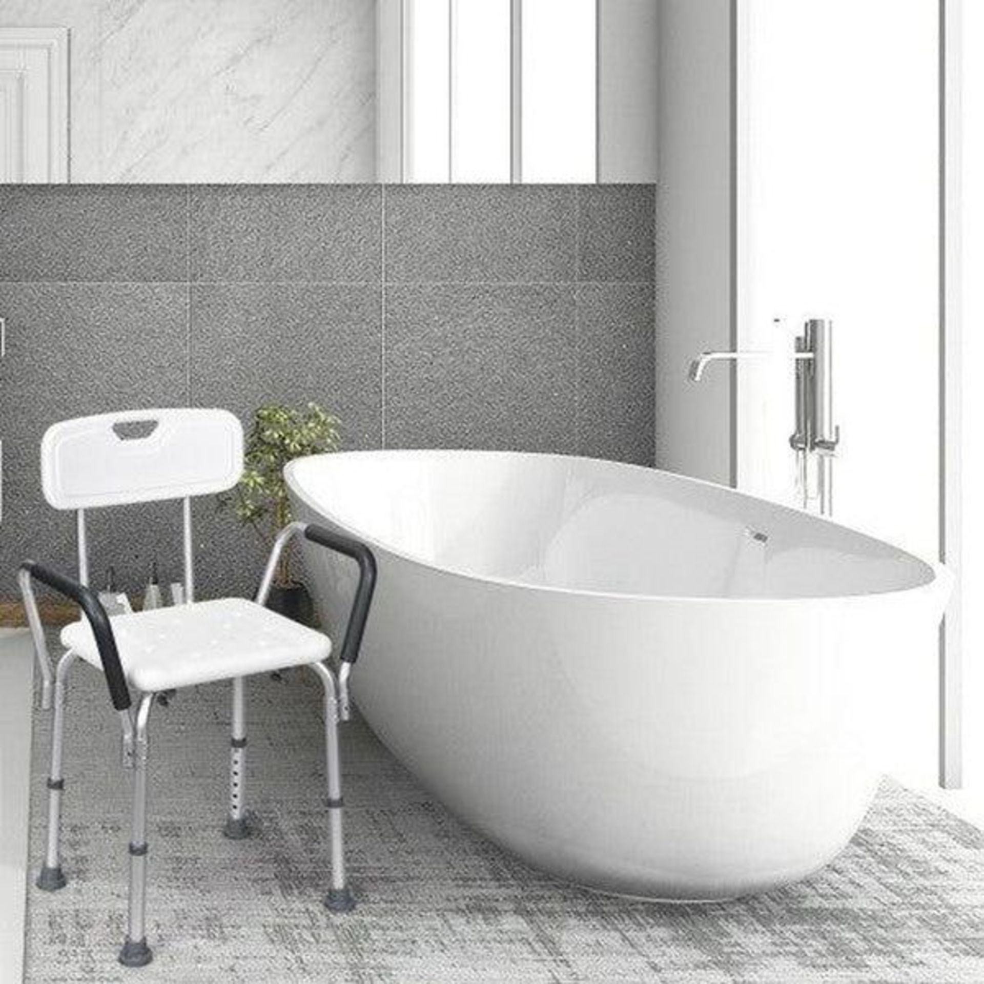 6 Adjustable Height Safety Bathtub Shower Chair with 330lbs Large Weight Capacity. - ER26
