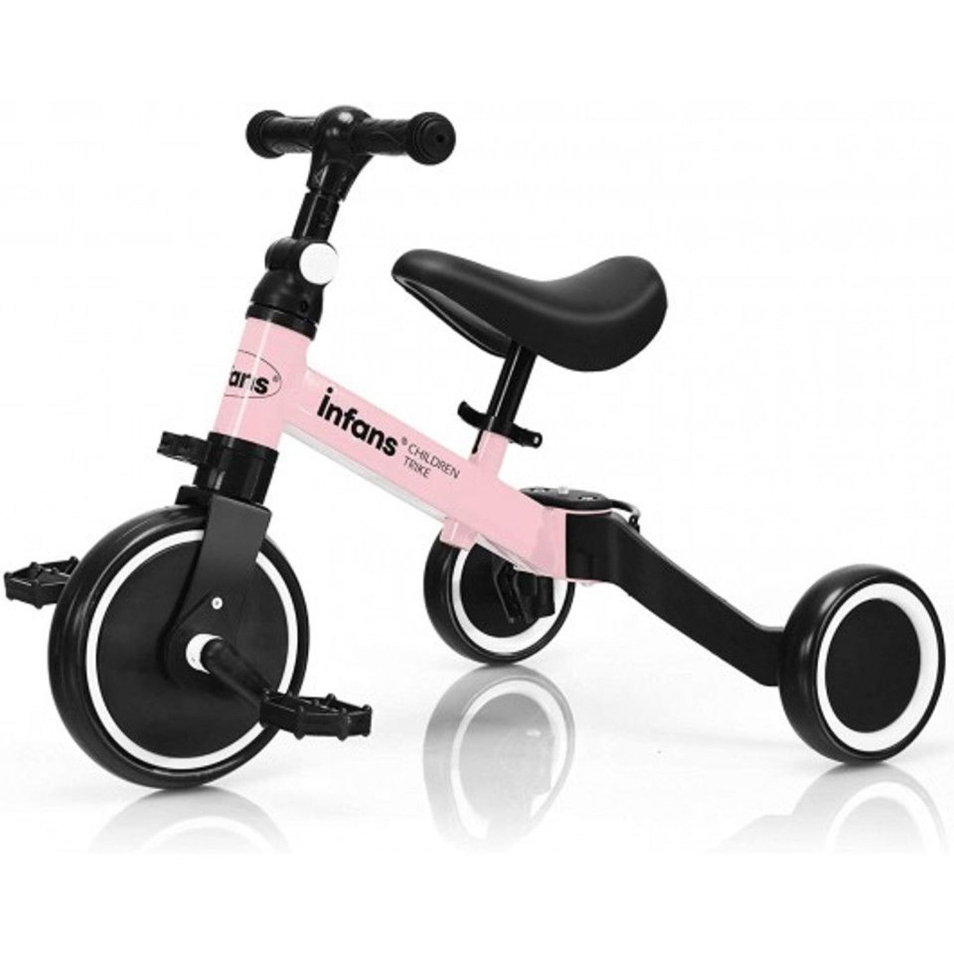 3 In 1 3 Wheel Kids Tricycles With Adjustable Seat And Handlebar Pink. - ER26