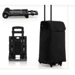 2 IN 1 FOLDABLE SHOPPING TROLLEY WITH DETACHABLE BAG AND ADJUSTABLE HEIGHT-BLACK. - ER26.