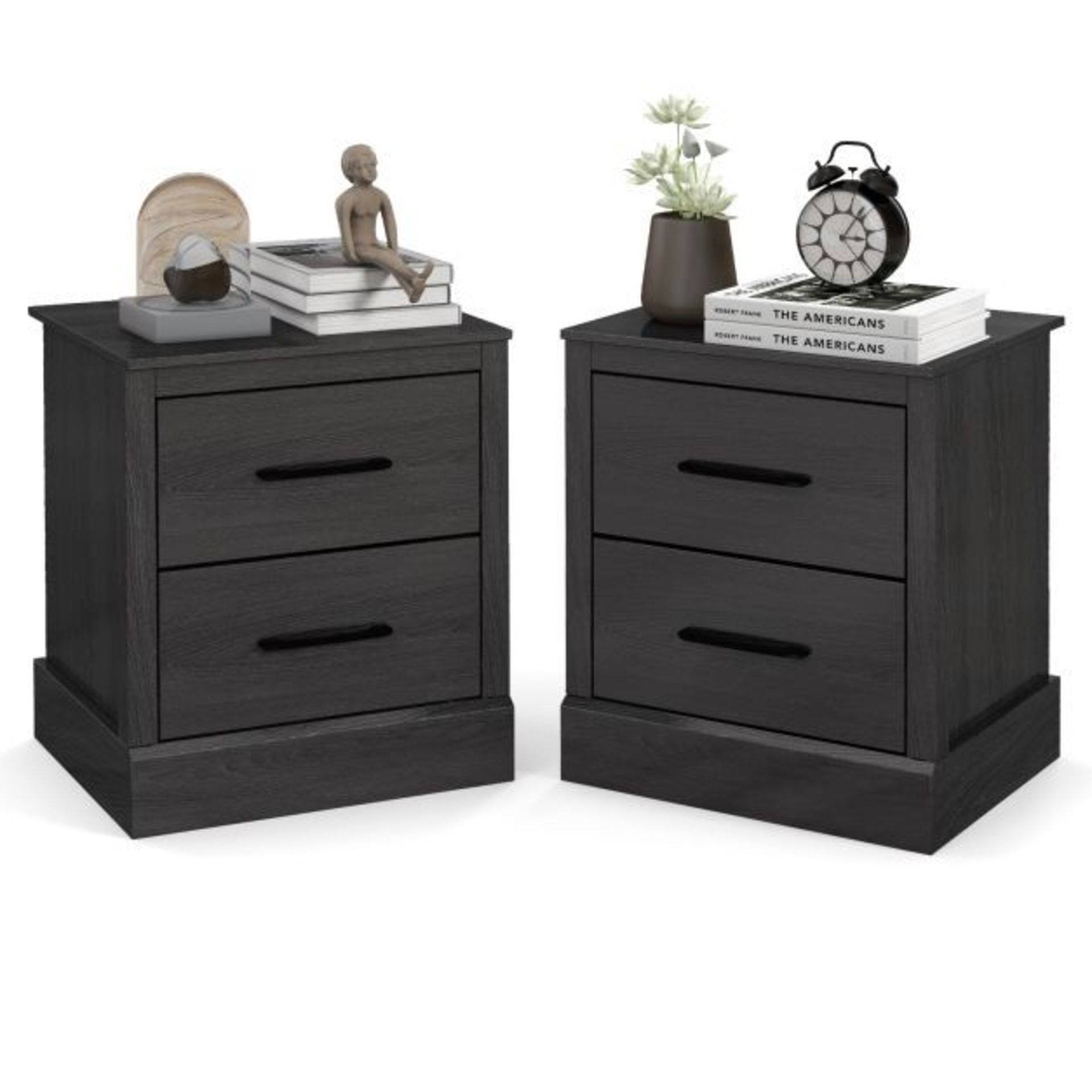 2 Drawer Nightstand with Storage Drawers. - ER26. The well-made nightstand is compatible with