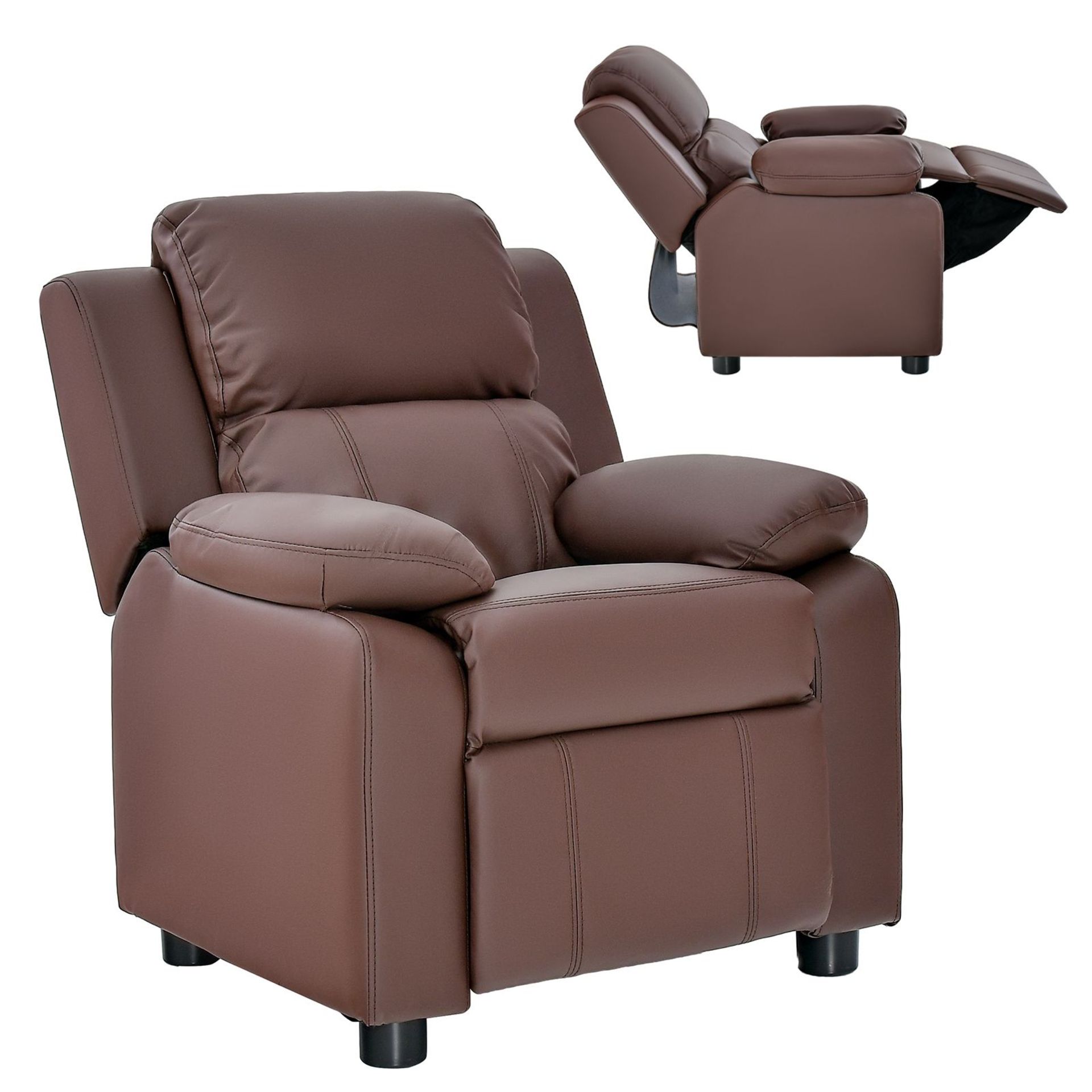 Kids Recliner Chair with Adjustable Backrest and Footrest-Coffee. - ER26.
