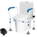 Luxury Toilet Safety Rail for Elderly, Stand Alone Toilet Safety Frame w/Adjustable Height,