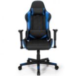 Swivel High Back Racing Chair with Headrest and Lumbar Pillow-Blue. - ER25. This gaming chair will