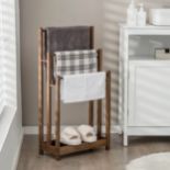 Freestanding Wood Towel Rack with 3 Individual Bars and Bottom Storage Shelf. - ER26.
