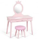 Kids Vanity Makeup Table & Chair Set Make Up Stool. - ER25. Made of density board and pinewood the