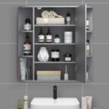 Moccha Bathroom Cabinet, Mirrored Wall Mounted Medicine Cabinet with Mirrored Door and 6 Open
