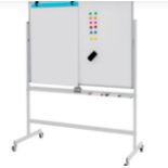 HEIGHT ADJUSTABLE MAGNETIC DOUBLE SIDED WHITEBOARD WITH WHEELS-WHITE. - ER26.