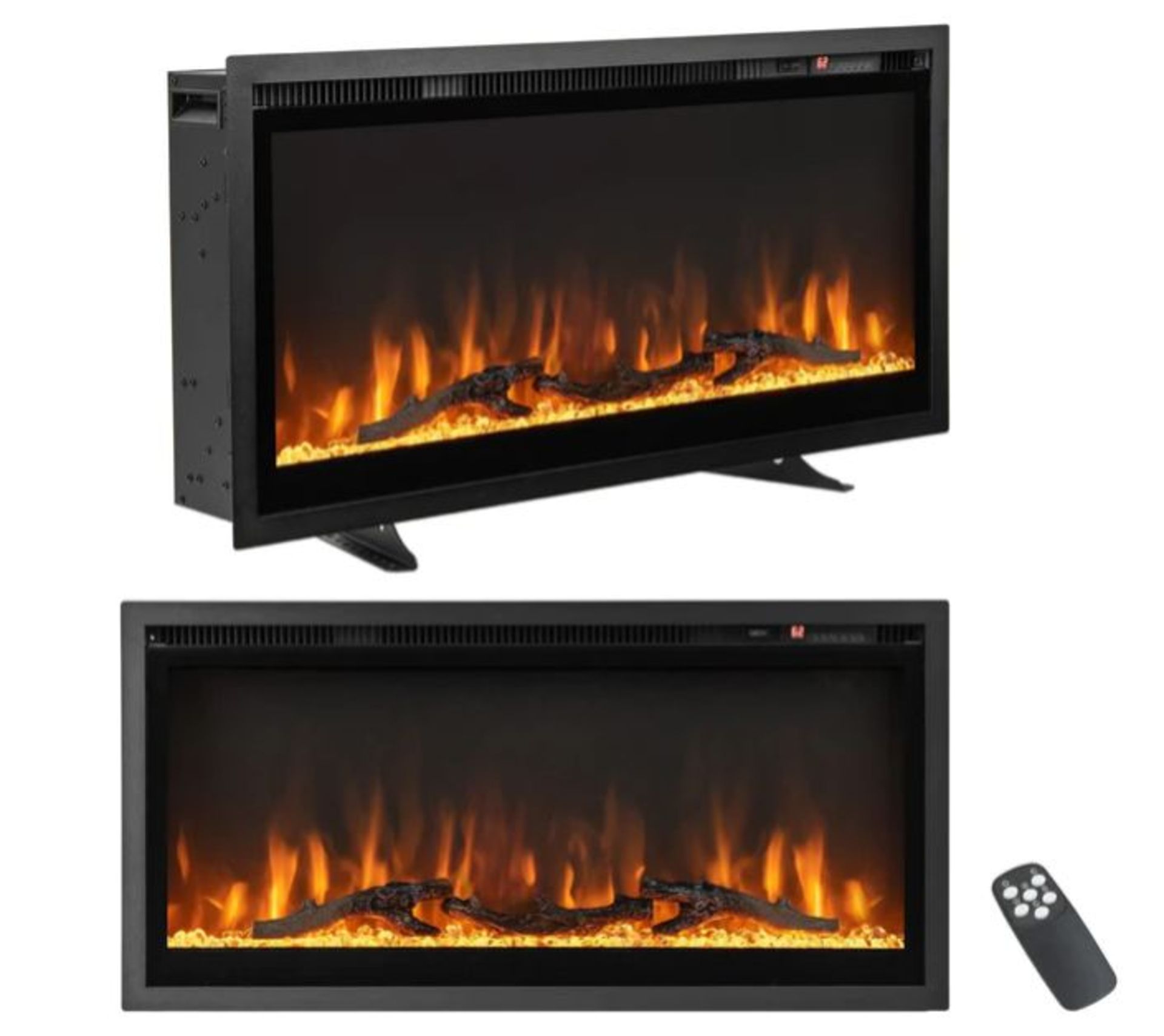 36"/91CM LINEAR ELECTRIC FIREPLACE WITH LOG AND CRYSTAL DECOR AND REMOTE CONTRO-91 CM. - ER25.