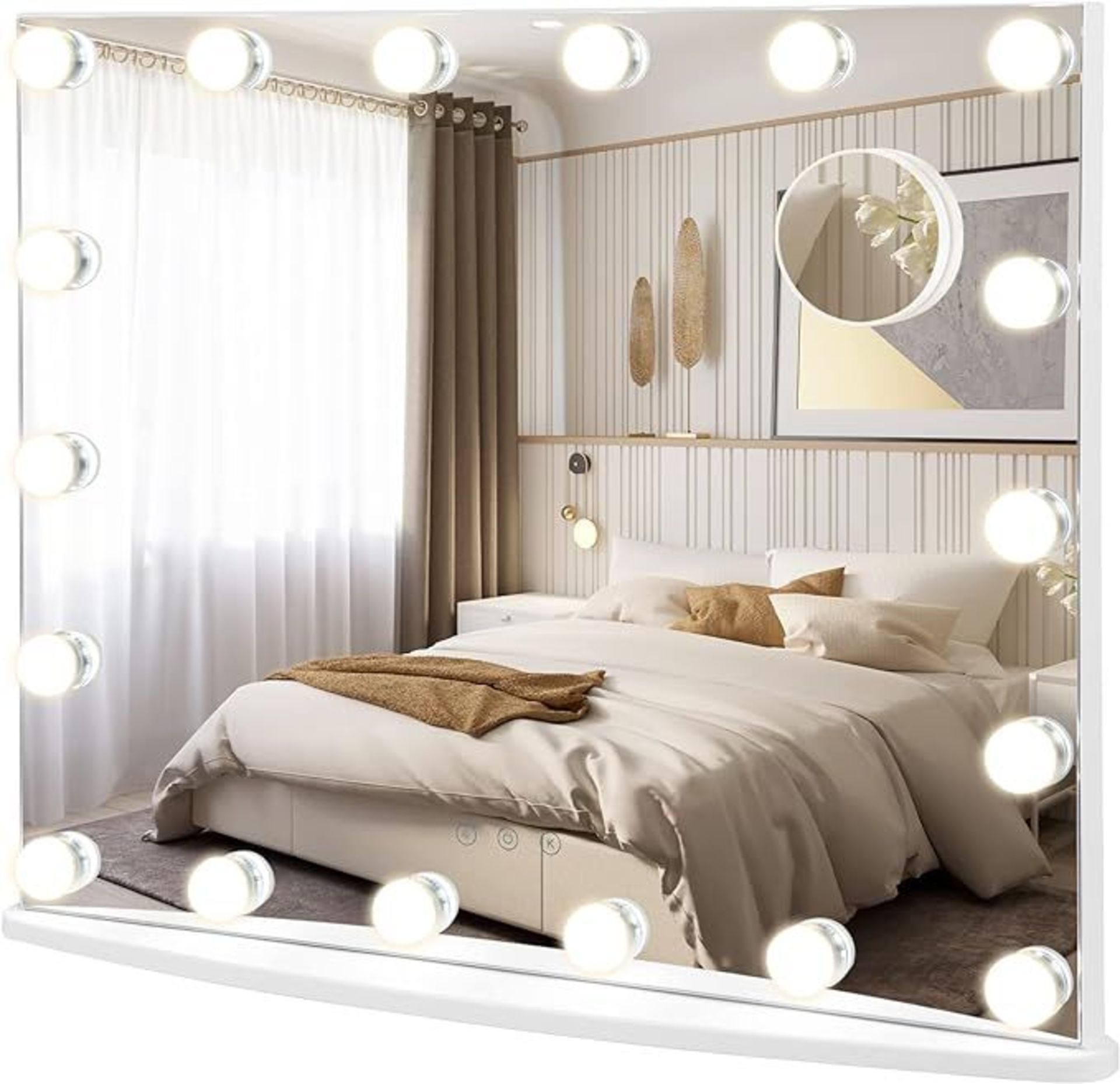 Hollywood Vanity Mirror, Tabletop/Wall Mounted Makeup Mirror with 18 Dimmable LED Bulbs, 3X