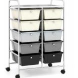 10 Drawers Storage Trolley Mobile Rolling Utility Cart Home Office Organizer. - ER26.