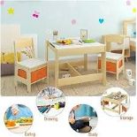 WOLTU Set of 3, Children's Table with 2 Chairs, Wooden Kids' Table. - ER27.