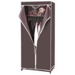 Fabric Wardrobe Portable Single Clothes Closet Foldable Garmen Storage W/ Rail. - ER26.