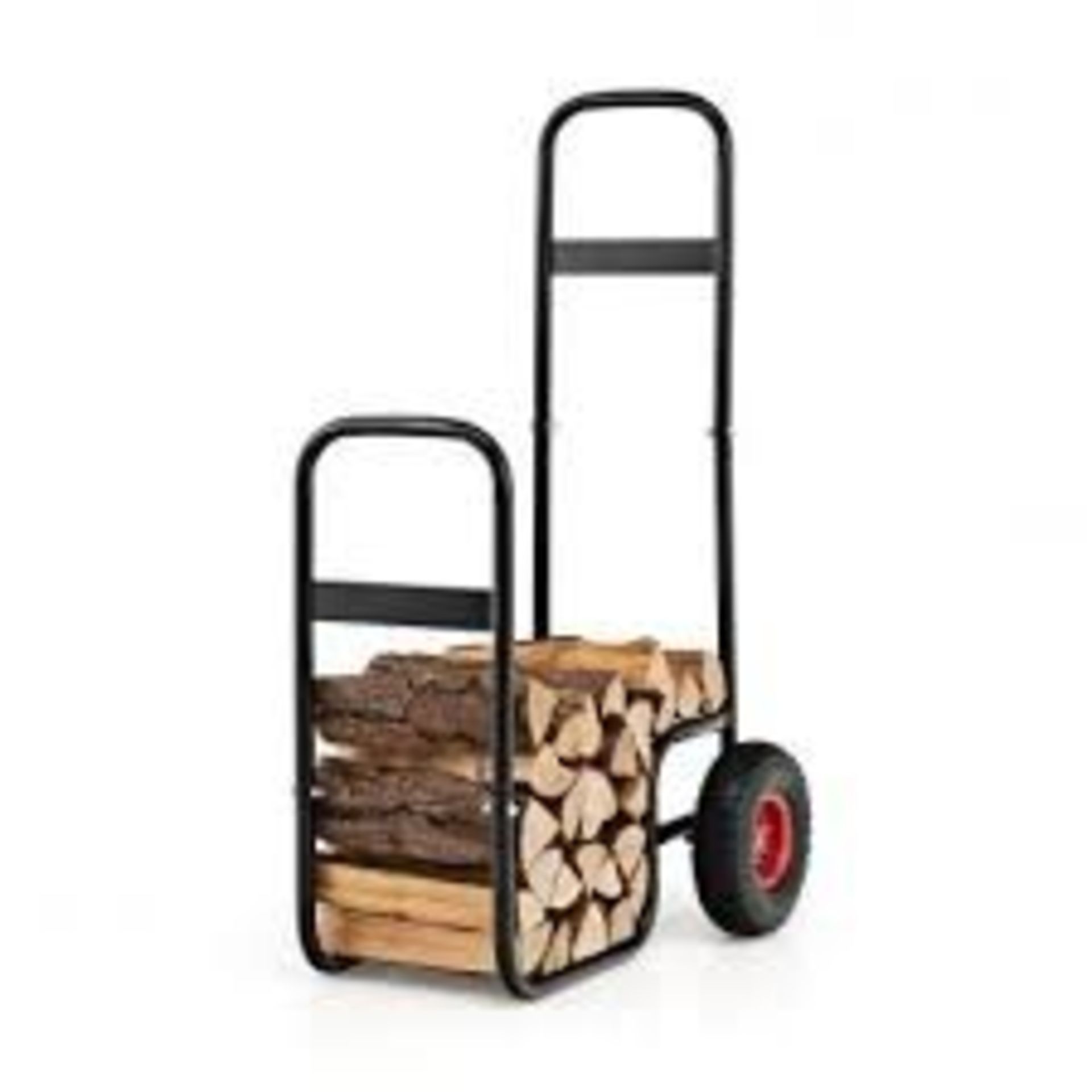 Steel Firewood Log Rack with Shockproof Rubber Wheels. - ER27.