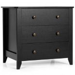 3 Drawer Dresser Chest Of Drawers Bedside Table-Black. - ER26.