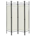 6 FT 4-Panel Folding Room Divider Freestanding Privacy Screen Steel Frame White. - ER26.